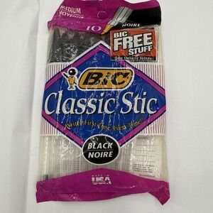 Vintage BIC Classic Stic 10 Pen Set Black Package 1994 Made in USA NEW